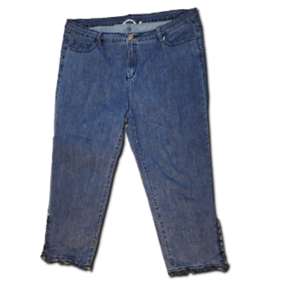 SOFT SURROUNDINGS Arabella Cropped Ruffle Hem Jeans - Women's Plus Size 20 W